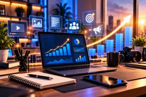 Estratégias de marketing analisadas em ambiente digital moderno