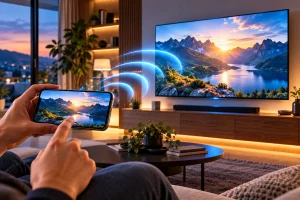 Transmissão de vídeo entre smartphone e televisão inteligente