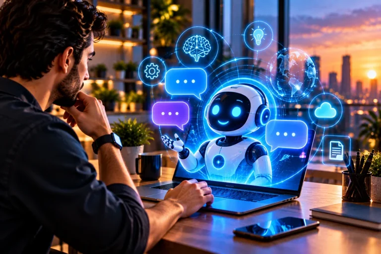 Chatbot com inteligência artificial conversando com usuário