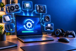 Driver Booster representado por atualização de drivers em computador Windows