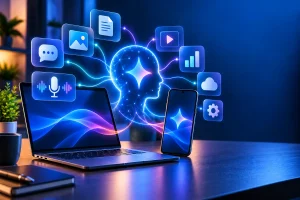 Gemini representado por inteligência artificial em computador e smartphone