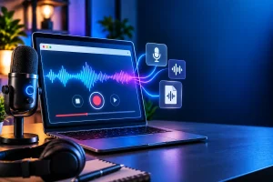 Gravador de voz online sendo usado para registrar áudio pelo navegador