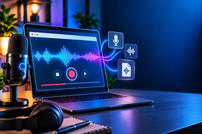 Gravador de voz online sendo usado para registrar áudio pelo navegador