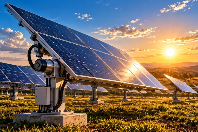 Sistema Tracker Solar acompanhando a posição do Sol em painéis fotovoltaicos