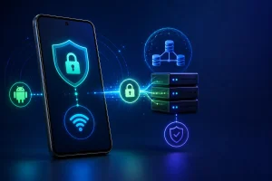 DNS privado no Android representado por smartphone com conexão protegida