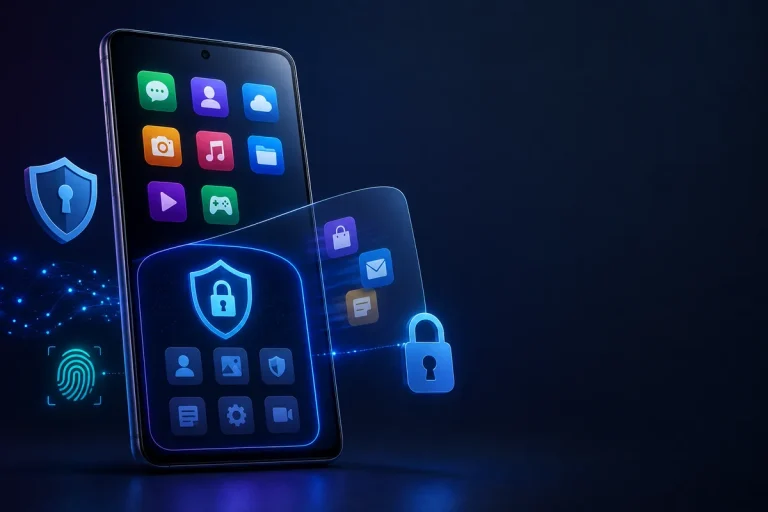 Espaço privado Android protegendo aplicativos sensíveis no celular