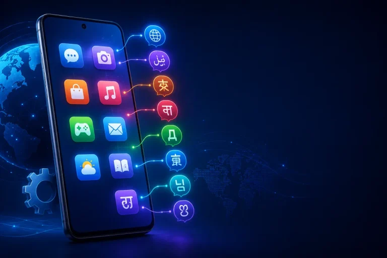 Idioma dos aplicativos no Android sendo alterado individualmente em um smartphone