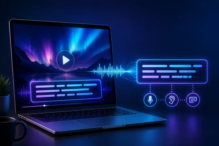 Legendas ao vivo no Windows 11 transformando áudio em texto em um notebook