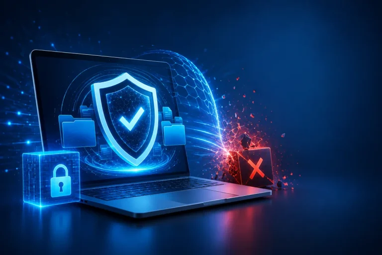 Proteção contra ransomware ativada em um computador com Windows 11