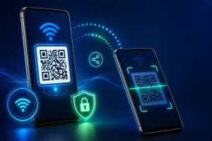 Celular Android compartilhando senha do Wi-Fi por QR Code