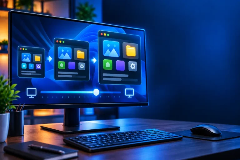 Escala da tela no Windows 11 sendo ajustada em um monitor