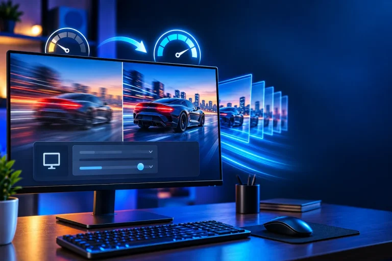 Taxa de atualização no Windows 11 sendo ajustada em um monitor