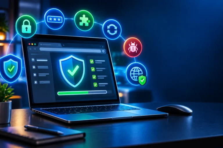 Verificação de segurança no Chrome identificando possíveis problemas no navegador